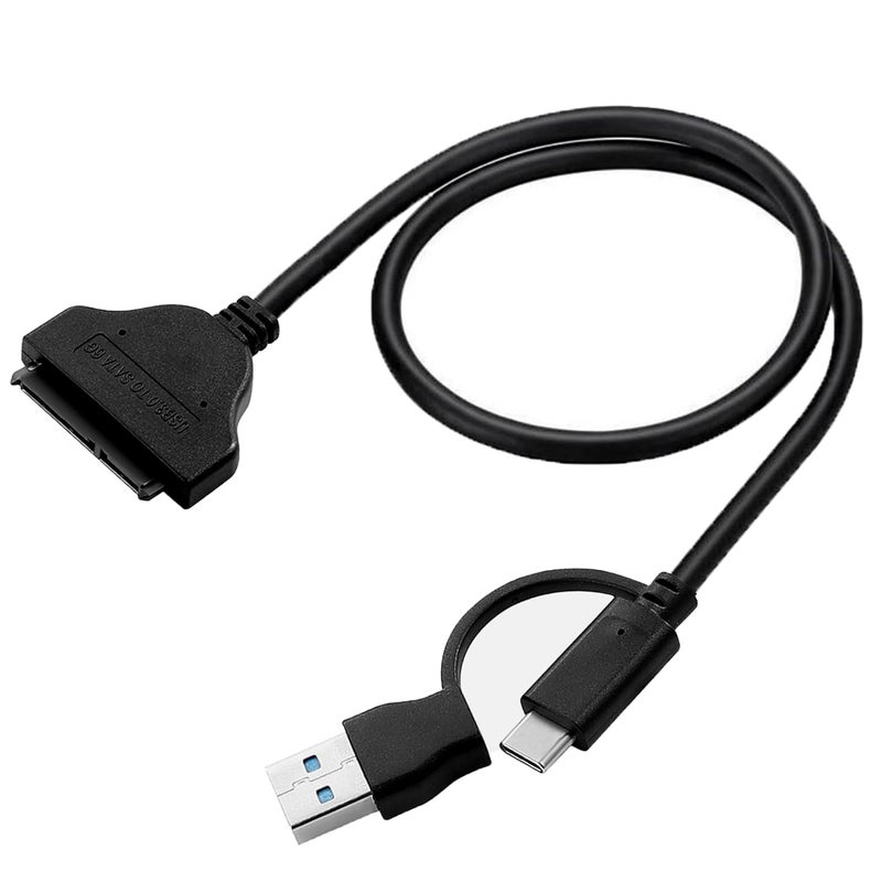 FANBLACK 2-in-1 SATA to USB Cable 1.6ft, USB-C/USB-A 3.0 to SATA III Hard Driver Adapter Compatible for 2.5 inch HDD and SSD External Converter (50cm) - Image 1
